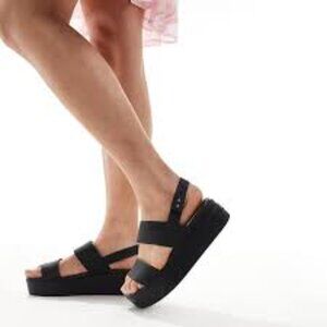 CROCS Brooklyn Low Wedge Platform Shoes Sandals SZ 10 Black